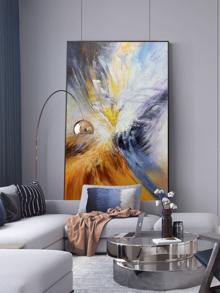 Gold Foil Picture Art Hand Painted Modern Abstract Oil Painting Canvas Wall Art Living Room Home Decor Painting - Discount Msrp