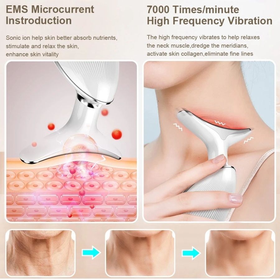 Face and Neck Massager 3 Colors EMS Beauty Device Lifting Tighten Facial Massagers Wrinkle Remover Reduce Double Chin Devices for Woman - Discount Msrp