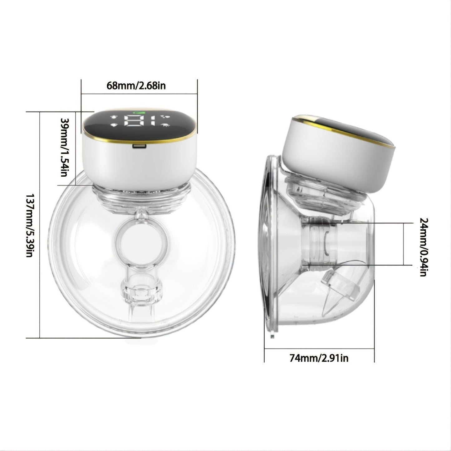Wearable Breast Pump; Low-Noise And Painless Hands Free Electric Breast Pump With 4 Mode & 12 Levels; Painless Breastfeeding Breast Pump Can Be Worn In-Bra - Discount Msrp