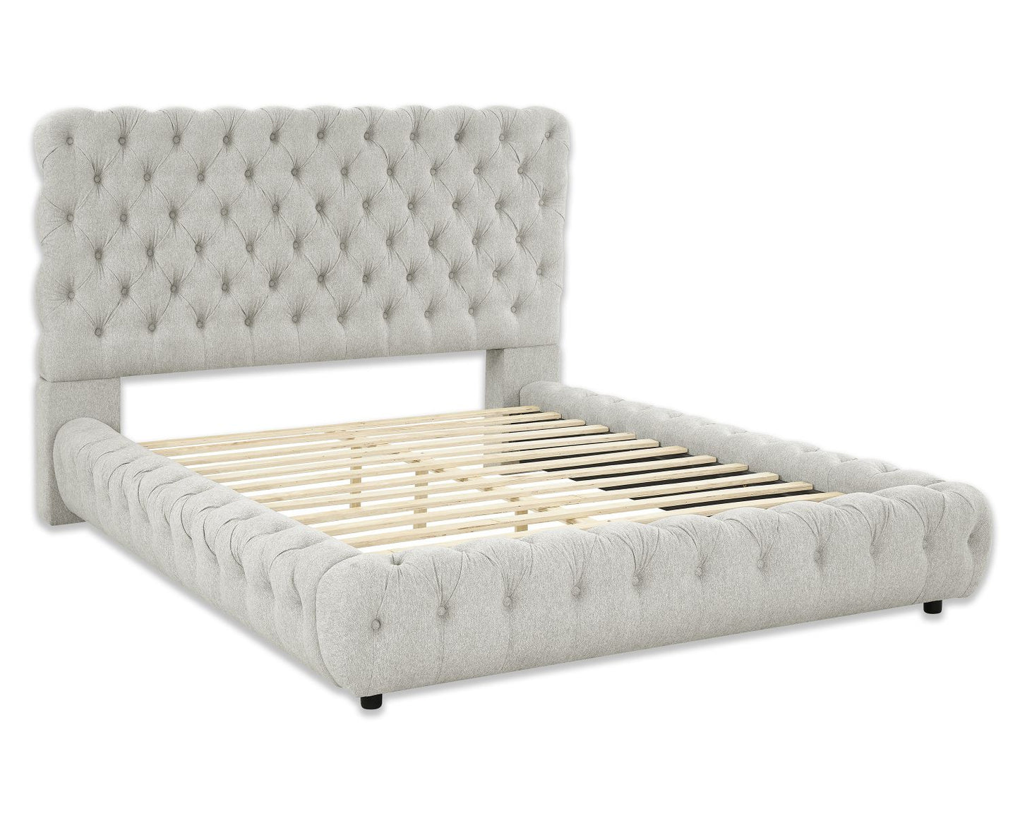 1pc Contemporary Upholstered Queen Bed Tufted Headboard and Footboard Bedroom Furniture Dove Gray - Discount Msrp