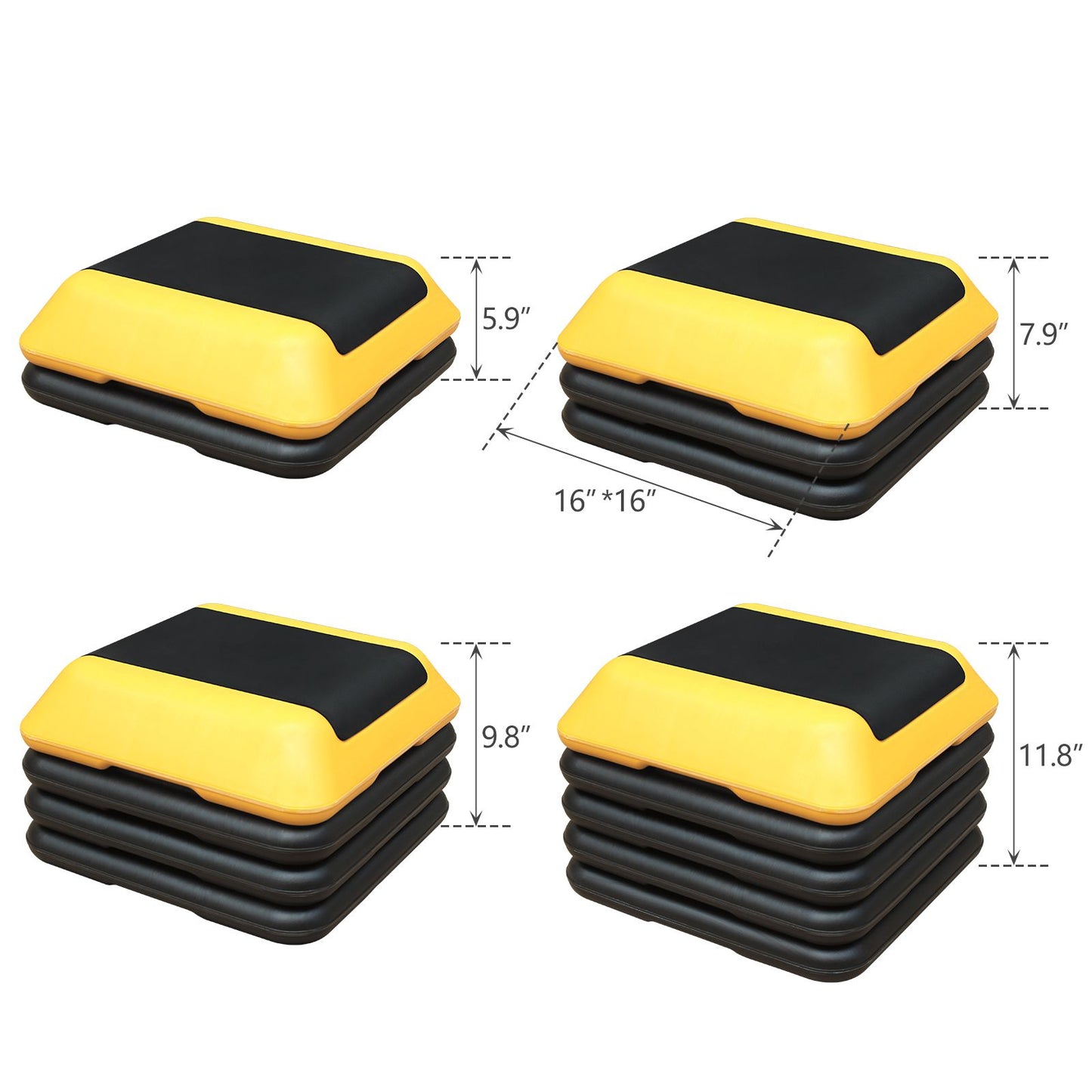Height-Adjustable Step Aerobics Platform Fitness Equipment Stepper Trainer Exercise Step Platform with 4 Riser Yellow - Discount Msrp
