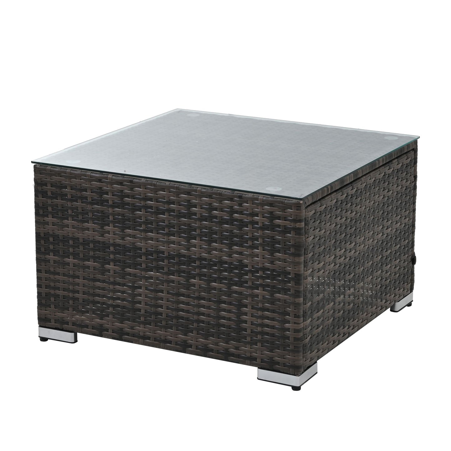 Patio Furniture, Outdoor Furniture, Seasonal PE Wicker Furniture, 4 Set Wicker Furniture With Tempered Glass Coffee Table - Discount Msrp