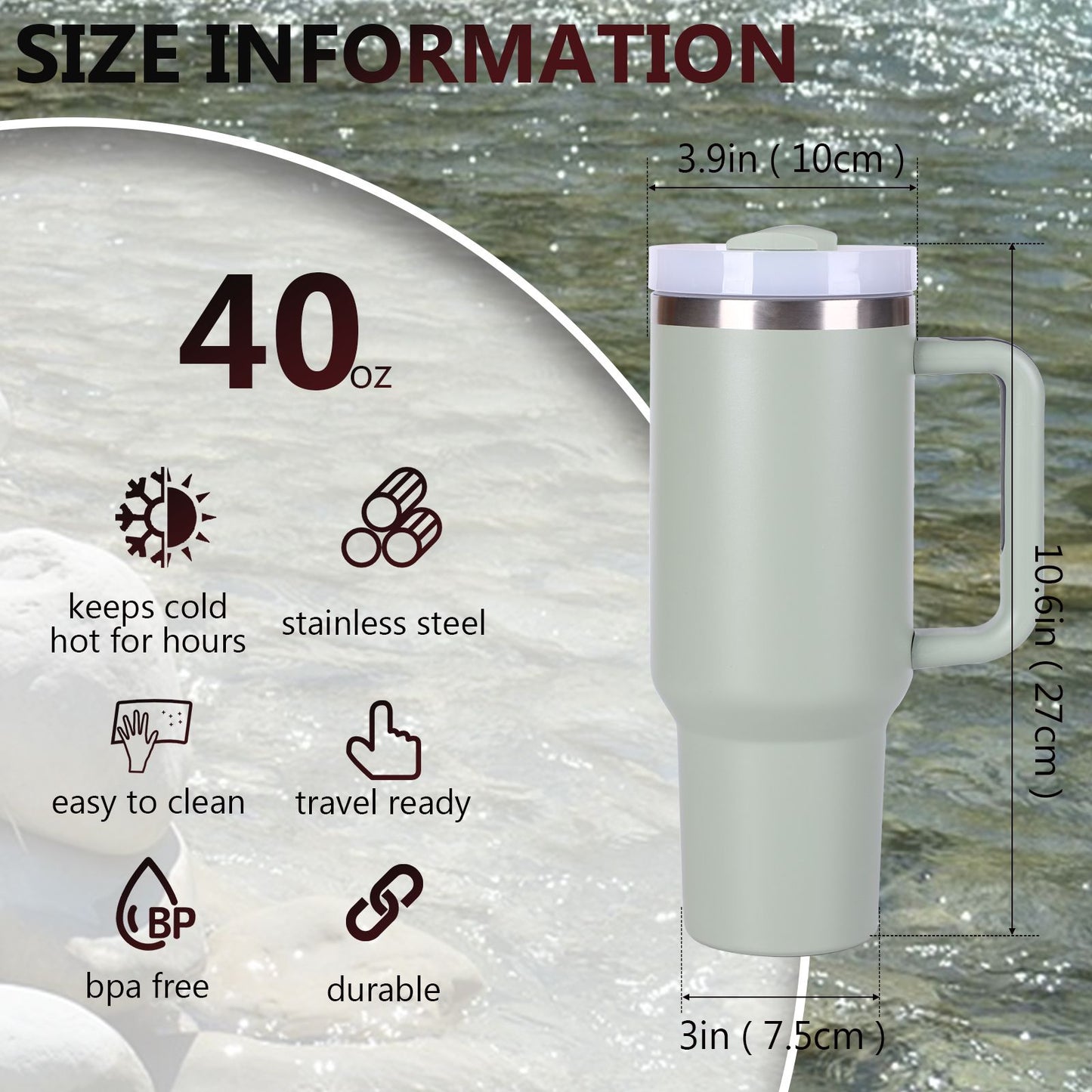40oz V2 large capacity tumbler, With Handle And Straw Lid, Insulated Reusable Stainless Steel Water Bottles Travel Mug Coffee Cup car cup water cup For Men Women Outdoor Camping Driving, gift - Discount Msrp