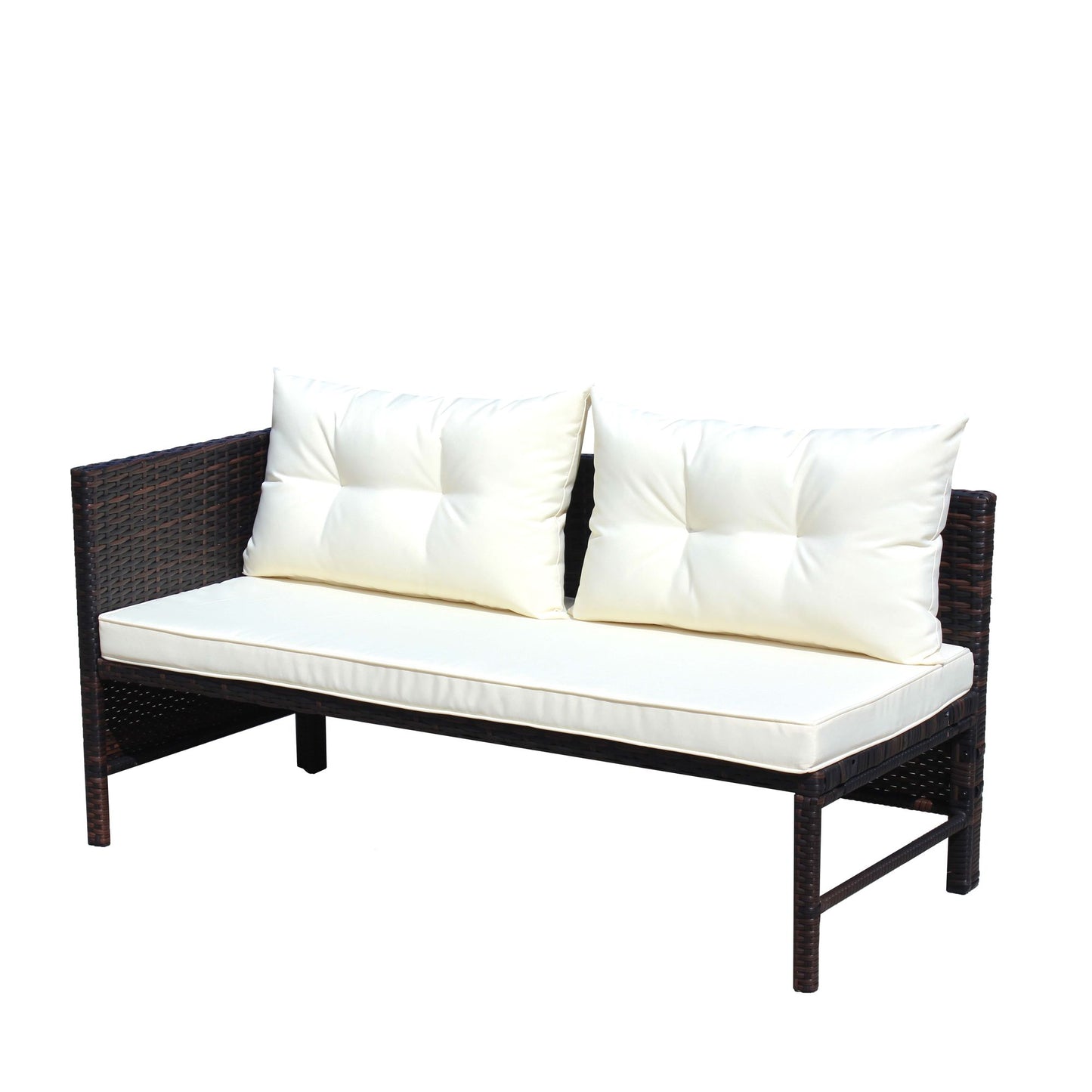 Outdoor patio Furniture sets 3 piece Conversation set wicker Ratten Sectional Sofa With Seat Cushions(Beige Cushion) - Discount Msrp