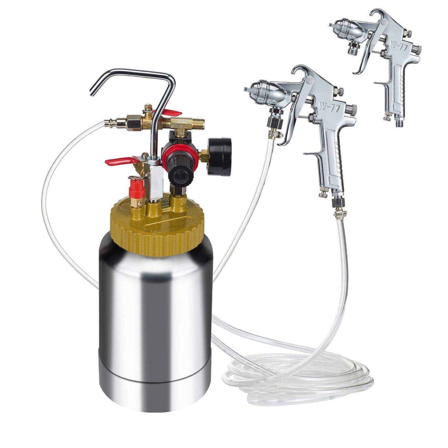 VEVOR 2L/0.5gal Spray Paint Pressure Pot Tank, Lightweight Air Paint Pressure Pot, 1.8mm Nozzle Spray Paint Gun 3m Hoses for Home Decoration Architecture Construction Automotive Painting, 45PSI Max - Discount Msrp