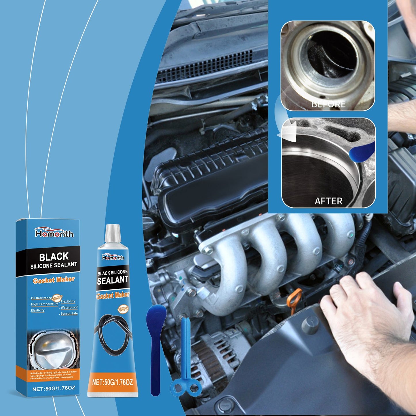 Homonth Engine Sealant Automotive Accessories Waterproof Sealant Wear-Resistant Portable Gap Repair Agent - Discount Msrp