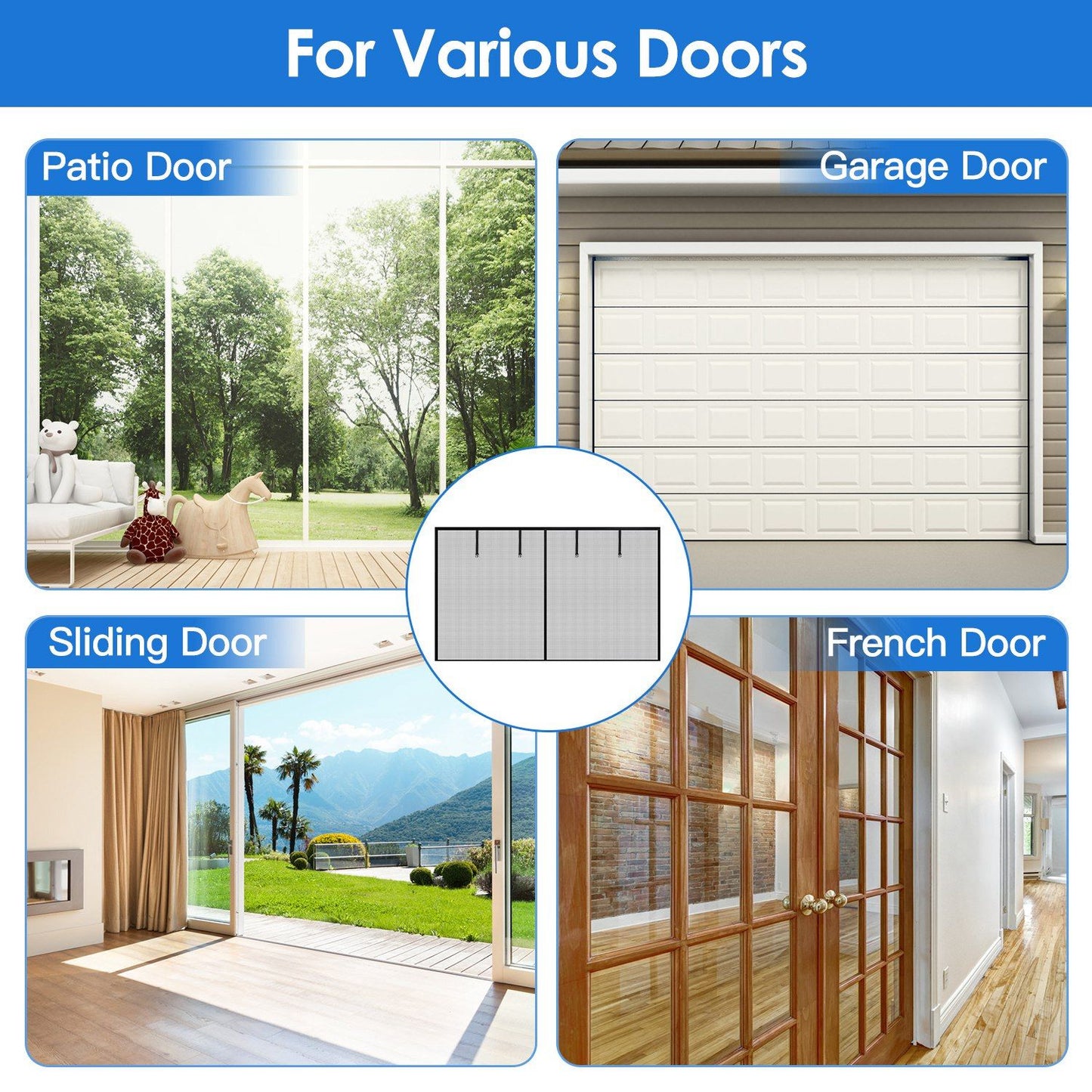 Magnetic Garage Door Screen Single-Car Garage Screen Mesh Fiberglass Garage Net with Magnetic Closure 4 Buckle Straps for One Cars - Discount Msrp