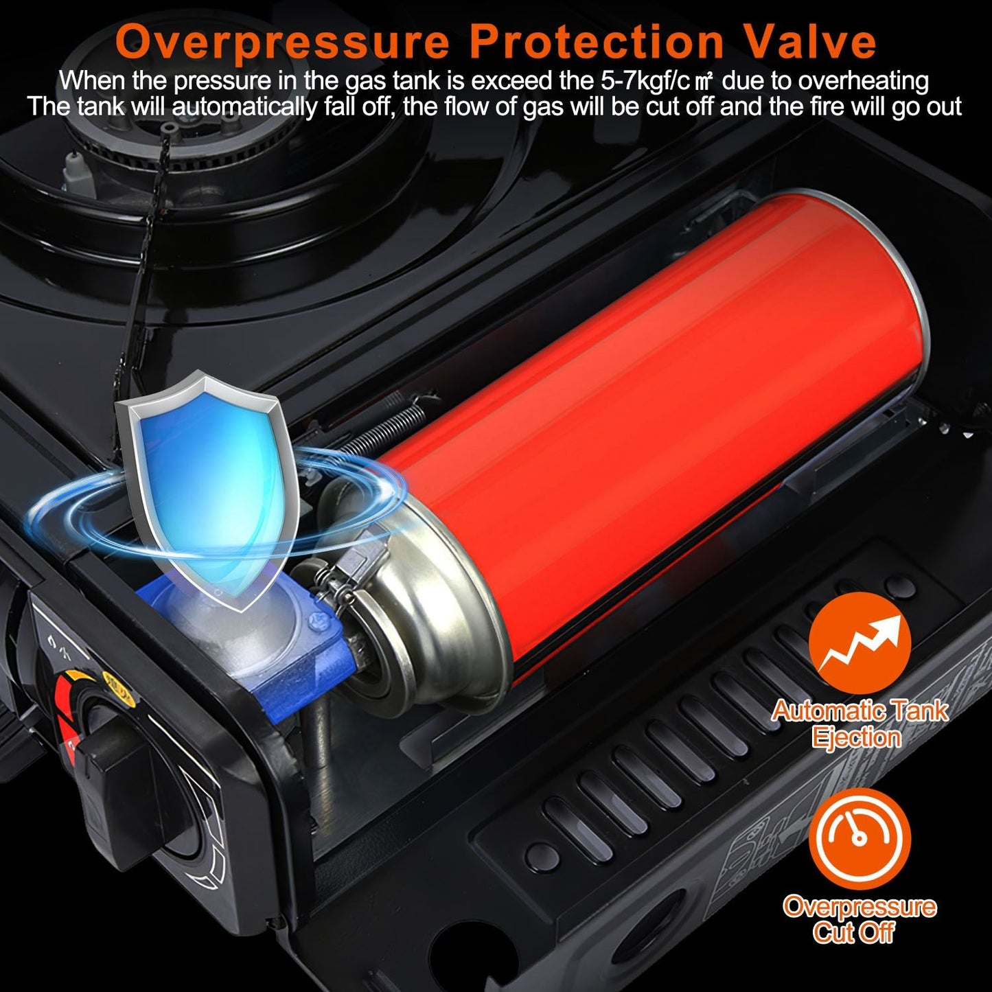 3300W Portable Camping Stove Butane Canister Dual Fuel Burner Piezo Electric Ignition Single Burner with Automatic Tank Ejection Overpressure Cut Off Carry Case for Camping Hiking Picnic Fishing - Discount Msrp