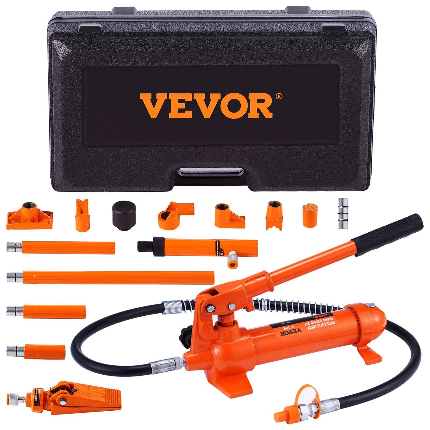 VEVOR 4 Ton/8800 LBS Porta Power, Portable Hydraulic Ram with 3.9 ft/1.2 m Oil Hose, Auto Body Frame Repair Kit with Storage Case for Car Repair, Truck, Farm - Discount Msrp