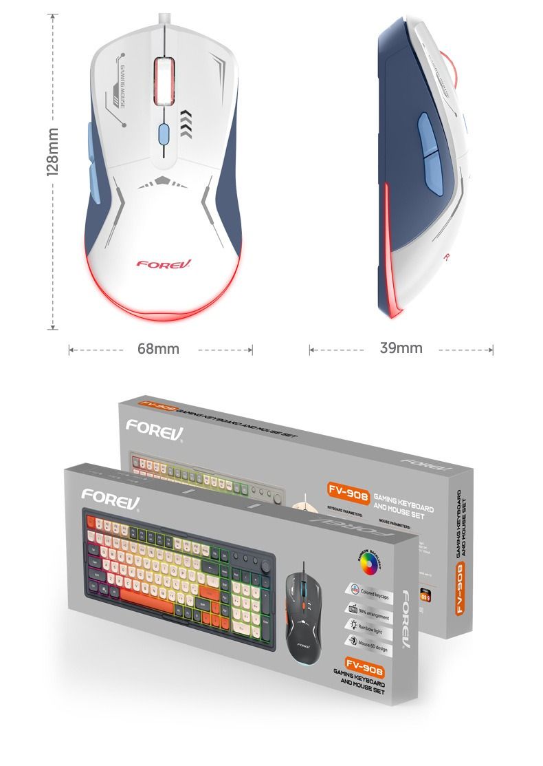 Wired luminous keyboard and mouse Q908 gaming mechanical feel game luminous suspended keyboard and mouse set - Discount Msrp