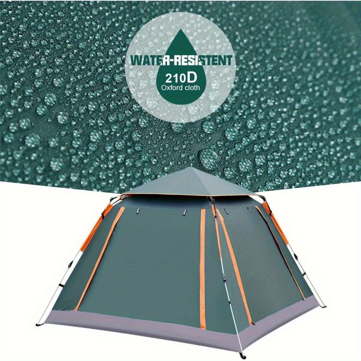 Muti-Person Outdoor Automatic Quick Opening Camping Tent with Mesh Windows. Made of Oxford Fabric, Comes with Portable Bag & Moisture - Proof Mat. Ideal for Family Camping, Fishing, Hunting - Discount Msrp