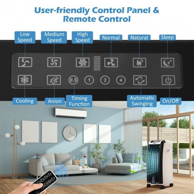 Evaporative Portable Air Cooler with 3 Wind Modes and Timer for Home Office - Discount Msrp