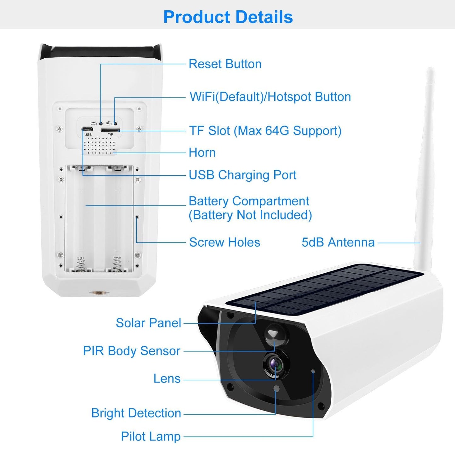 1080P Solar Powered WiFi IP Camera Two-Way Intercom Security Surveillance Camera - Discount Msrp