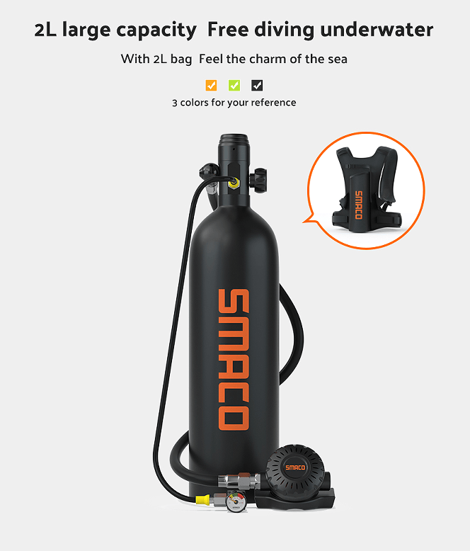 2L Single-bottle respirator diving equipment. Constant pressure 2 Mpa breathing 25-30Minutes snorkel mask snorkeling tube protective back bag, diving gas cylinder, scuba diving, adult men and women - Discount Msrp