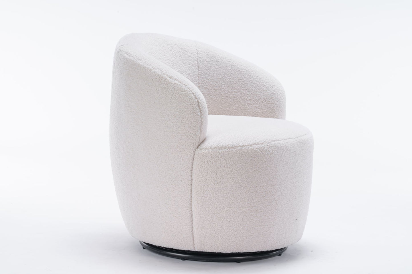 Teddy Fabric Swivel Accent Armchair Barrel Chair With Black Powder Coating Metal Ring,Ivory White - Discount Msrp