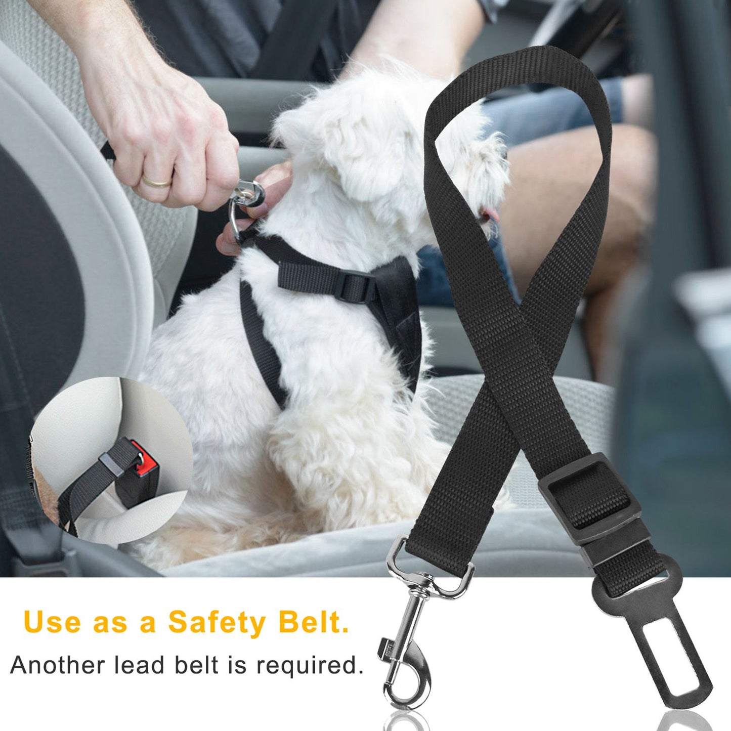 2Pcs Pet Dog Seat Belt Leash Adjustable Pet Dog Cat Safety Leads Harness - Discount Msrp