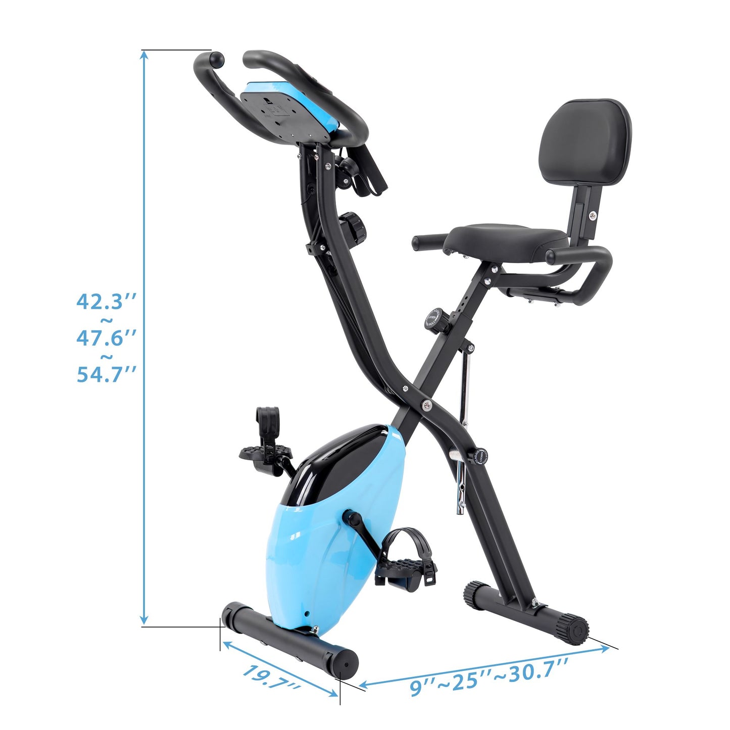 Folding Exercise Bike, Fitness Upright and Recumbent X-Bike with 16-Level Adjustable Resistance, Arm Bands and Backrest - Discount Msrp
