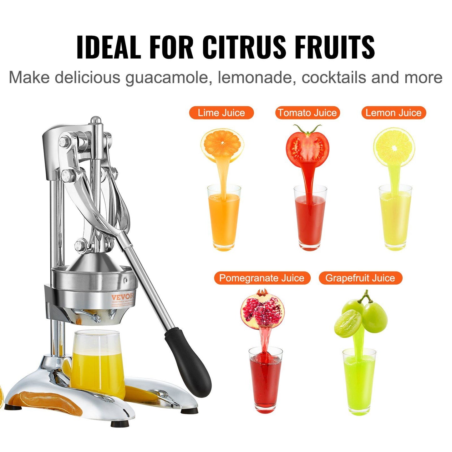 VEVOR Citrus Juice Press, Hand Press Orange Juicer Press, Commercial Grade Manual Citrus Juicer Lemon Squeezer, Easy-to-Clean Fruit Press Juicer for Lemon Pomegranate Orange Juice - Discount Msrp