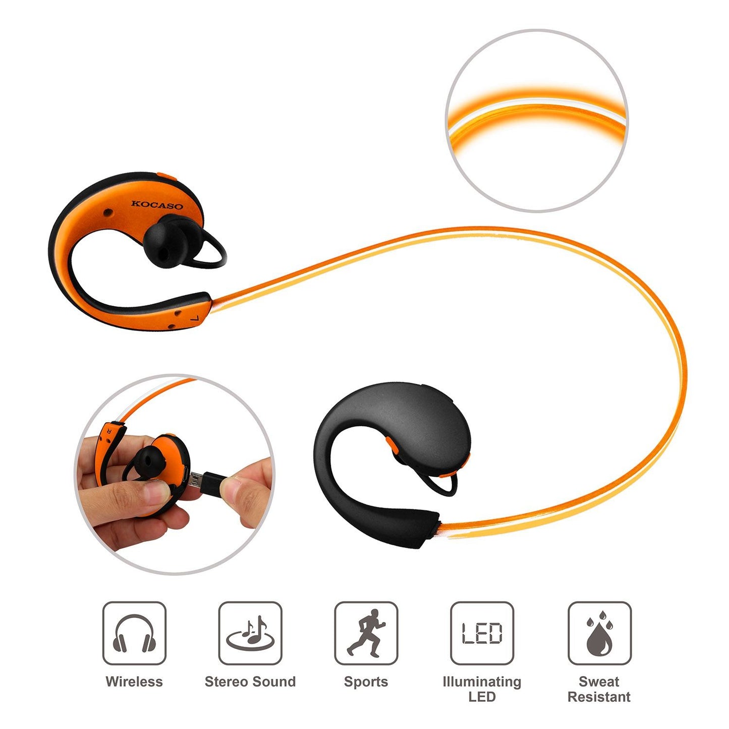 Wireless Sports Headsets Wireless V4.1 Neckband Earphones HD Stereo Sweat-proof Headphones Earbuds - Discount Msrp