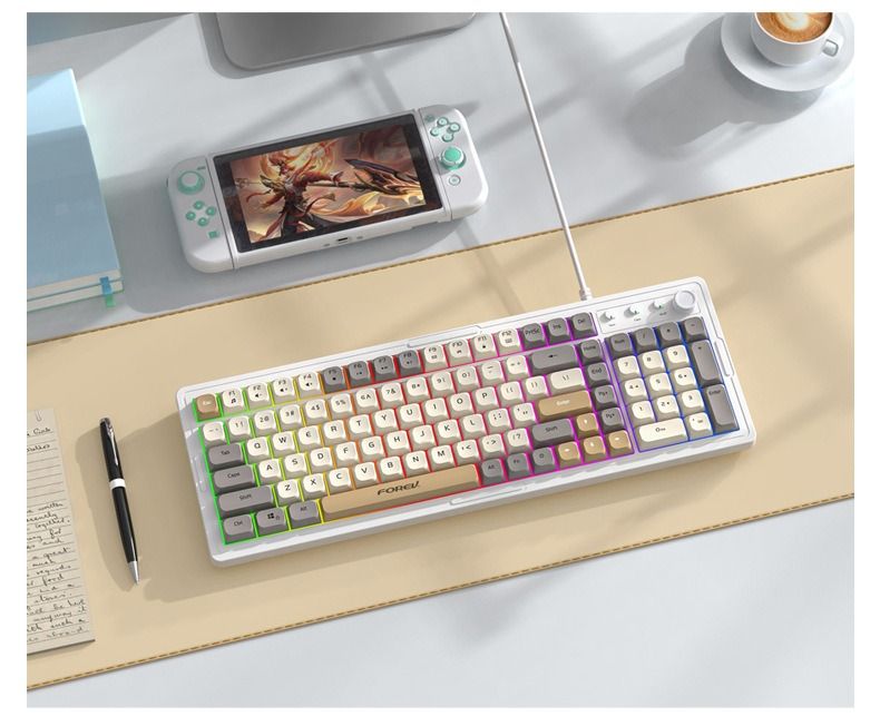 Wired luminous keyboard and mouse Q908 gaming mechanical feel game luminous suspended keyboard and mouse set - Discount Msrp
