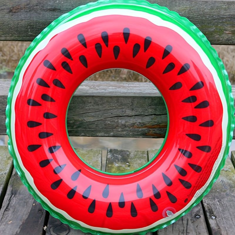 1pc Inflatable Watermelon Swimming Ring; Thickened PVC Fruit Swimming Ring; Inflatable Children's Swimming Ring For Beach - Discount Msrp