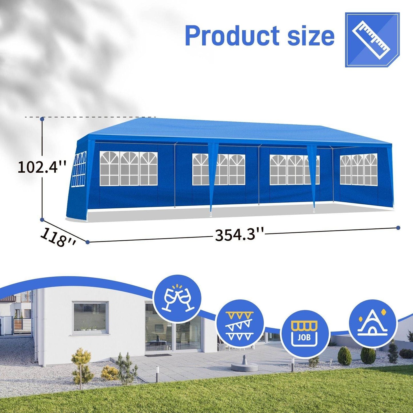 1 Set of 10'x30' Party Tent Canopy for Outdoor Weddings, Heavy-Duty Waterproof Event Shelter with Removable Sidewalls, Ideal for Parties, Booths, and Gatherings. - Discount Msrp