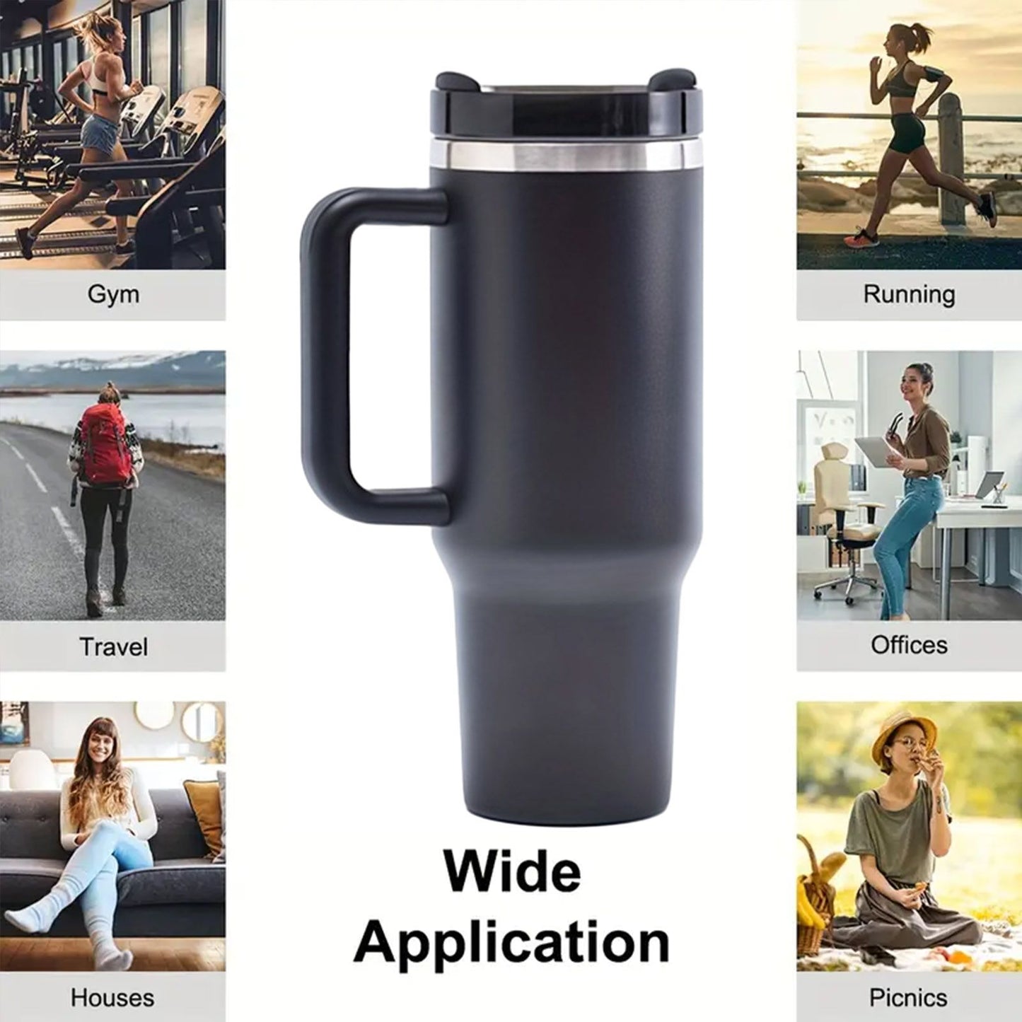 40oz V2 large capacity tumbler, With Handle And Straw Lid, Insulated Reusable Stainless Steel Water Bottles Travel Mug Coffee Cup car cup water cup For Men Women Outdoor Camping Driving, gift - Discount Msrp