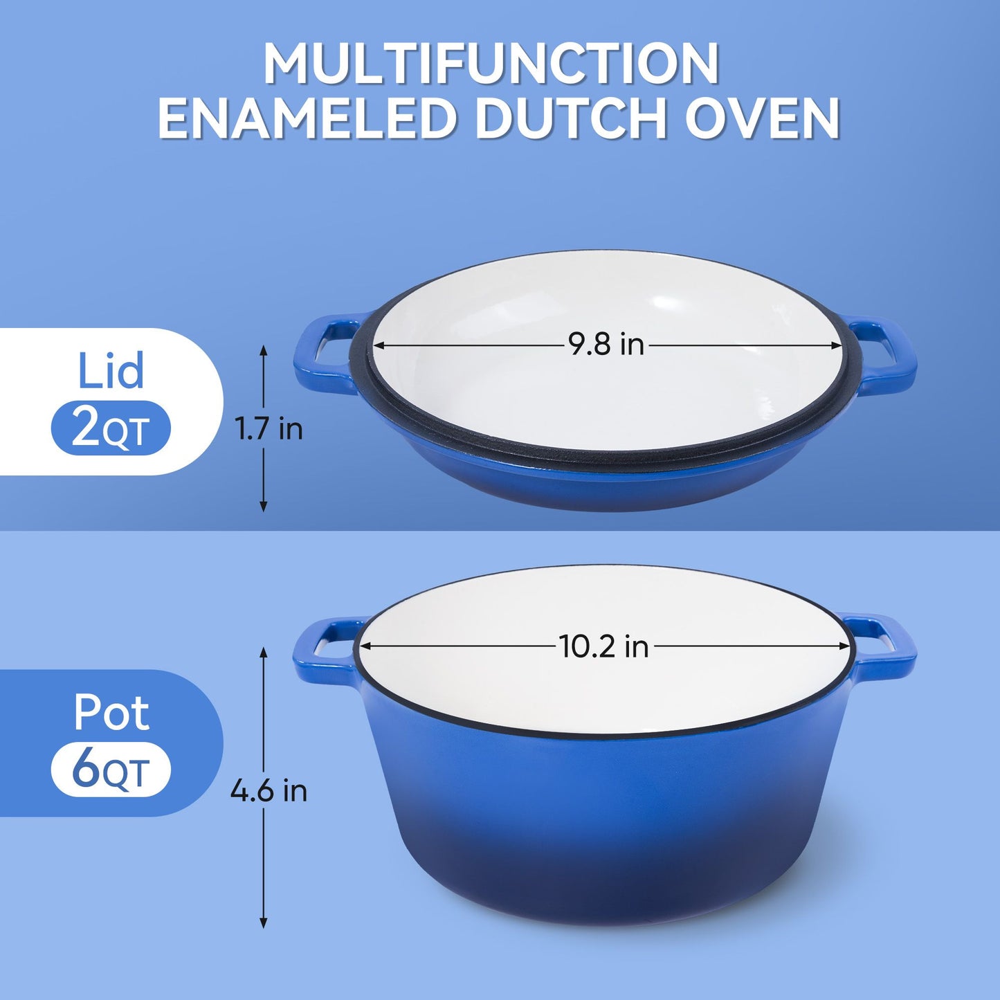 Enameled Cast Iron Dutch Oven with Serving Lid + ENCLOSED THERMAL CIRCLE Design - Discount Msrp