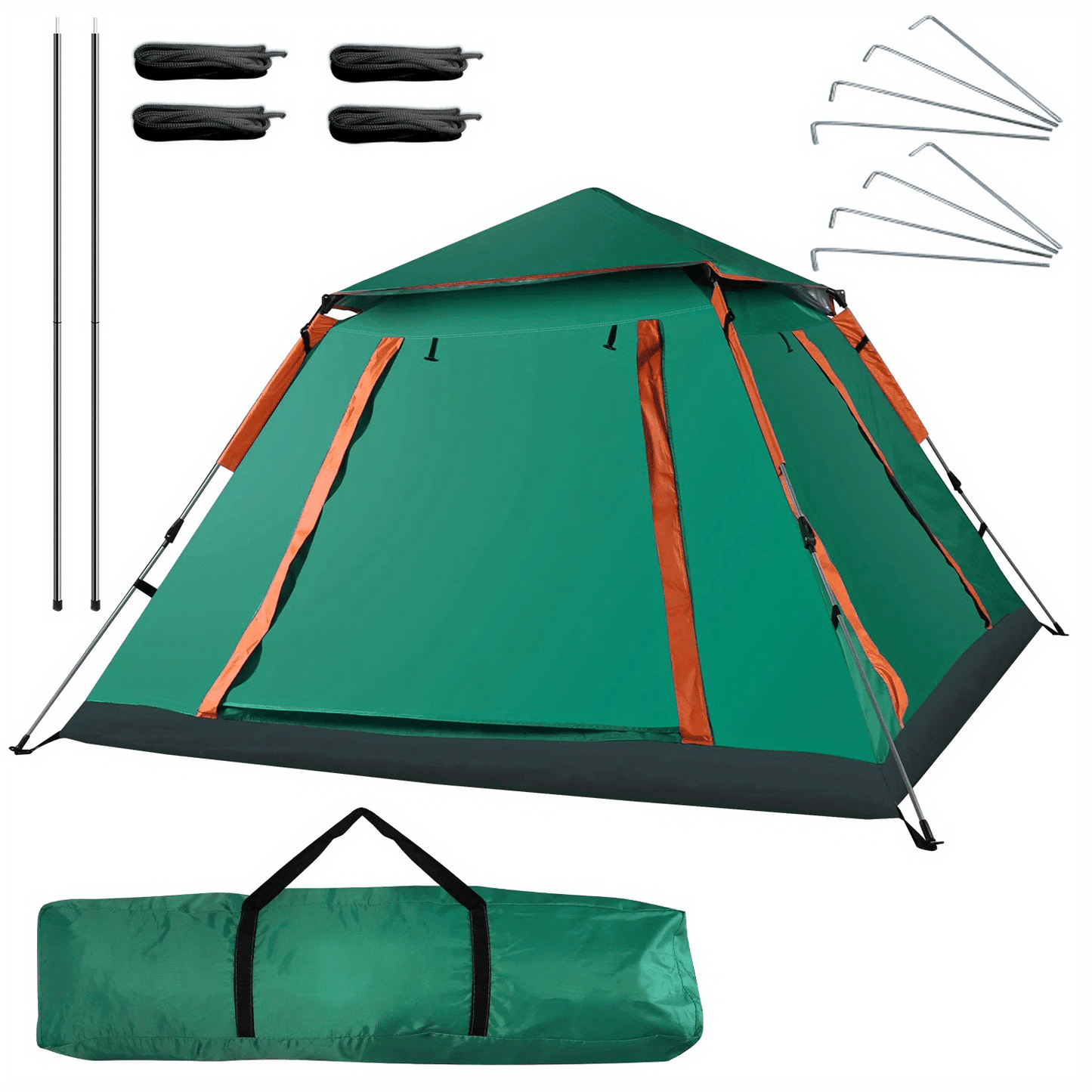 Muti-Person Outdoor Automatic Quick Opening Camping Tent with Mesh Windows. Made of Oxford Fabric, Comes with Portable Bag & Moisture - Proof Mat. Ideal for Family Camping, Fishing, Hunting - Discount Msrp