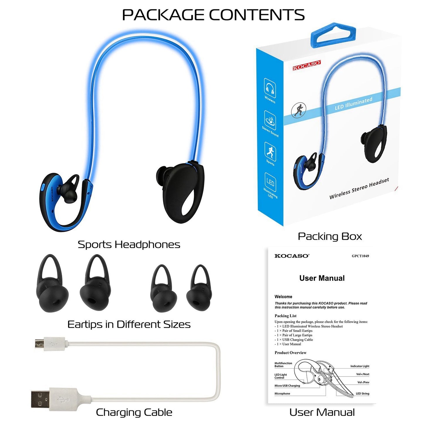 Wireless Sports Headsets Wireless V4.1 Neckband Earphones HD Stereo Sweat-proof Headphones Earbuds - Discount Msrp