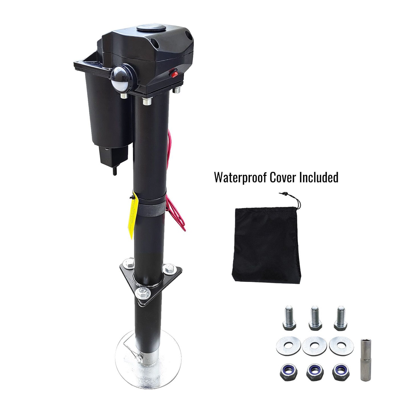 3500 lbs Electric Trailer Jack, 12V DC, 27" Lift, with Drop Leg, for Travel, Trailer, Camper, Boats, & More, W/ Waterproof Cover - Discount Msrp