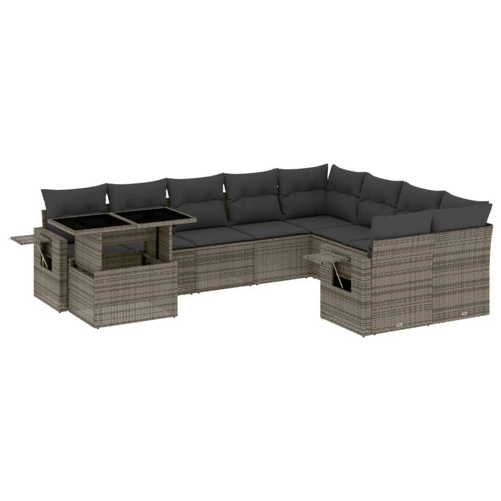 Garden Sofa Set Grey PE rattan 10 Piece Modular Garden Sofa Set - Discount Msrp