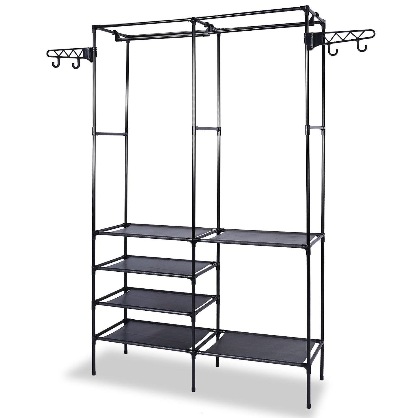 Metal Garment Rack Shoe Clothing Organizer Shelves Freestanding Multifunctional Clothes Wardrobe - Discount Msrp
