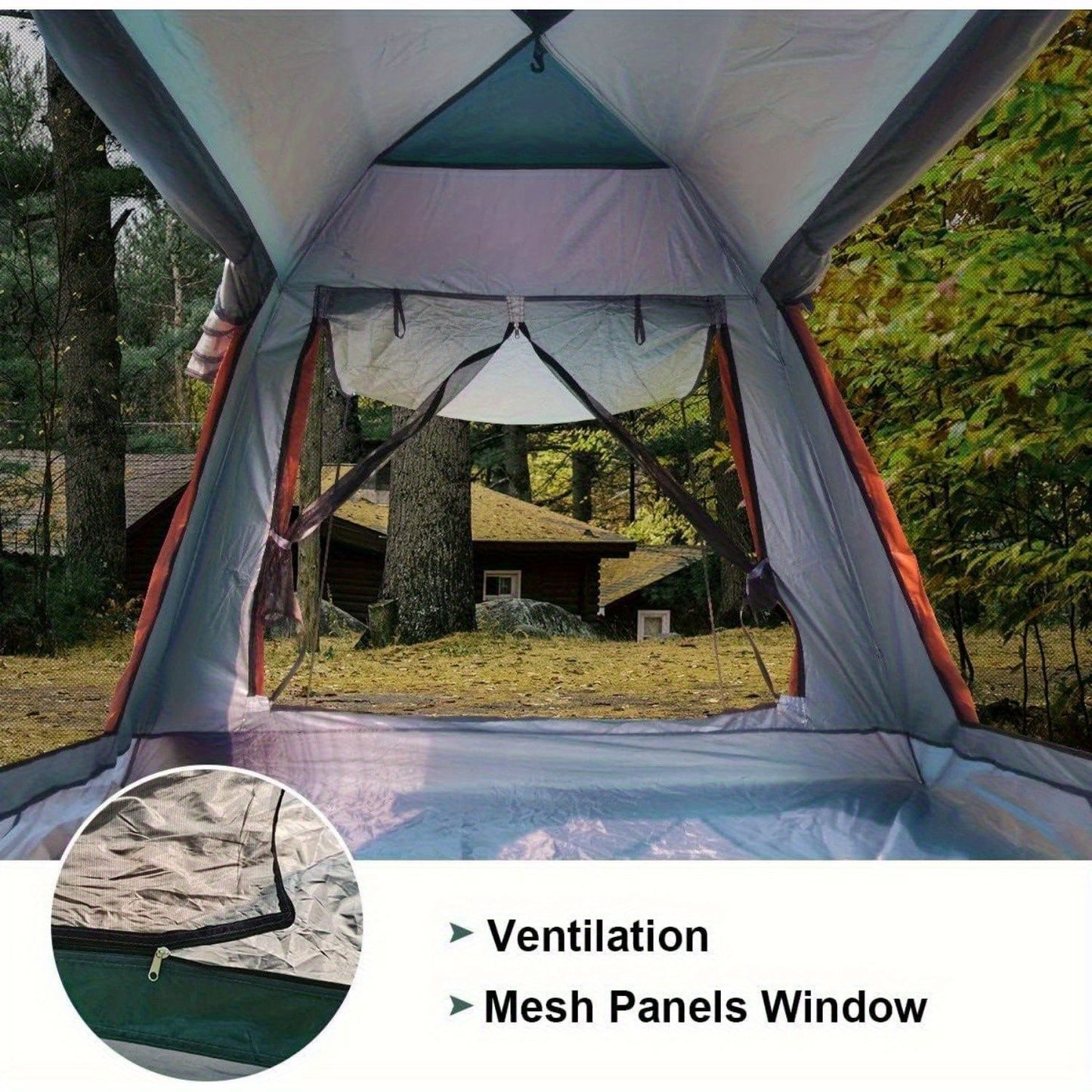 Muti-Person Outdoor Automatic Quick Opening Camping Tent with Mesh Windows. Made of Oxford Fabric, Comes with Portable Bag & Moisture - Proof Mat. Ideal for Family Camping, Fishing, Hunting - Discount Msrp