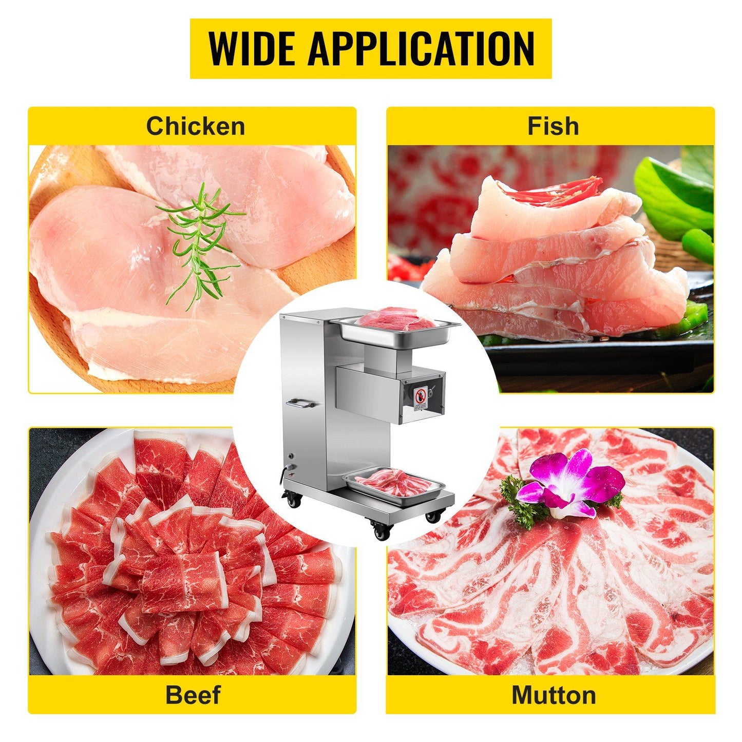 VEVOR 110V Commercial Meat Cutter Machine 1100LB/H Electric Meat Cutting Machine 750W Commercial Meat Slicer 3mm Blade Restaurant Food Slicer Stainless Steel For Kitchen Restaurant Supermarket - Discount Msrp