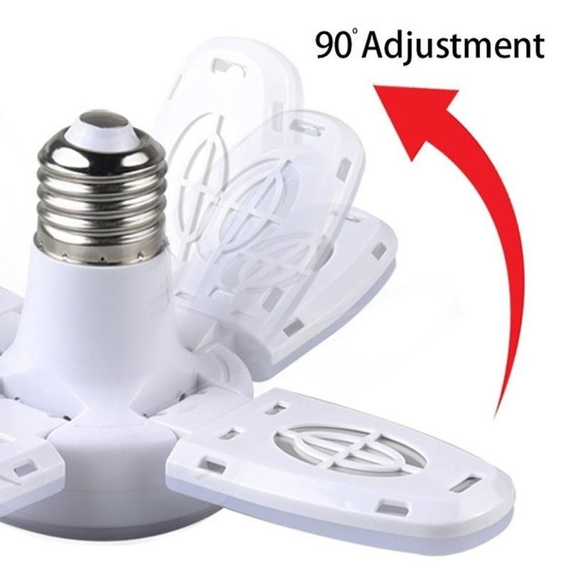 1pc E27 LED Bulb Fan Blade Timing Lamp AC85-265V 28W Foldable Led Light Bulb Ceiling Light For Home - Discount Msrp