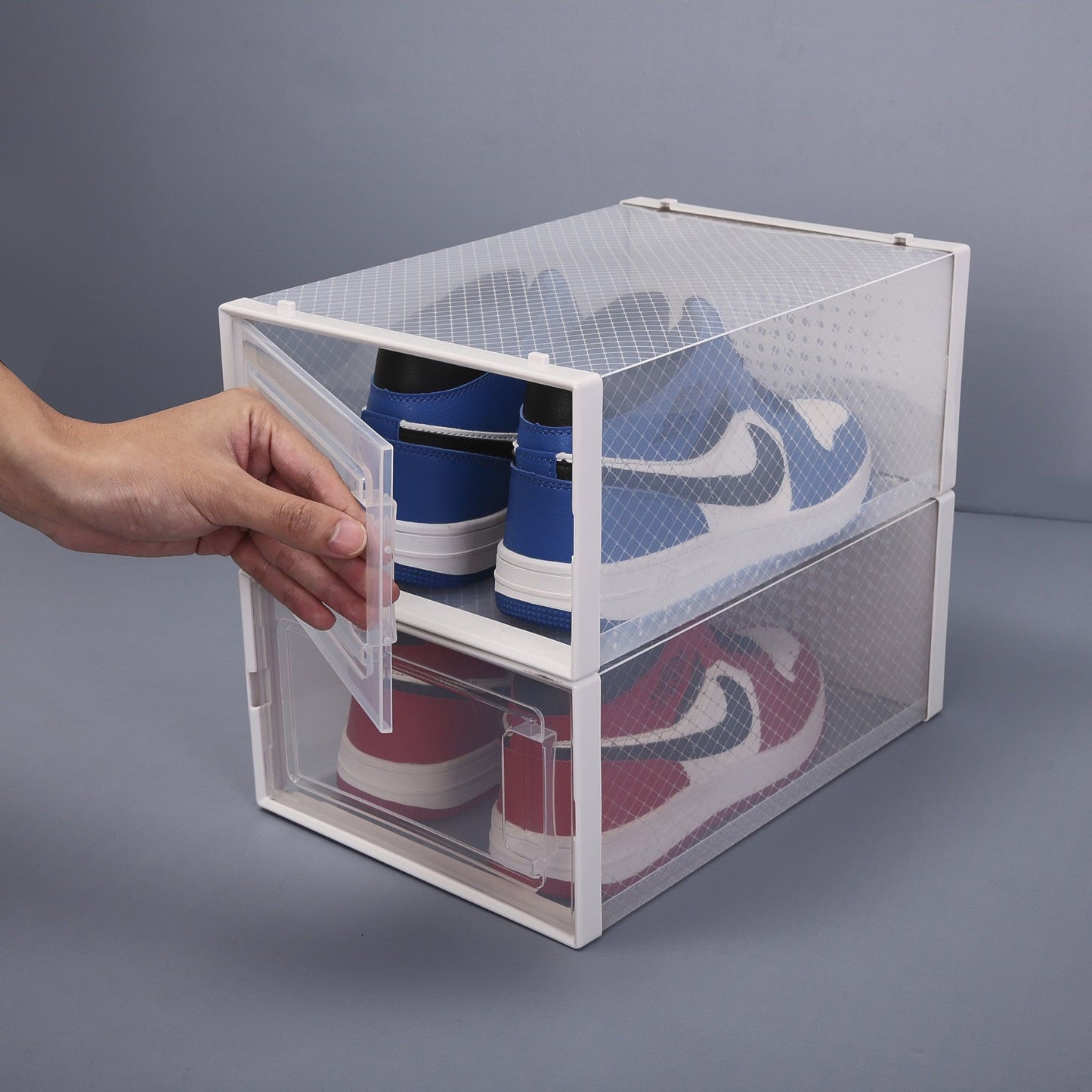 Set of 12 Stackable Clear Plastic Transparent Shoe Storage Box in Home - Discount Msrp