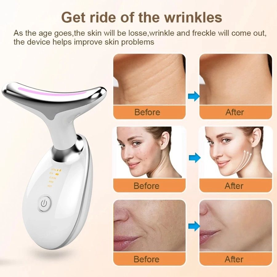 Face and Neck Massager 3 Colors EMS Beauty Device Lifting Tighten Facial Massagers Wrinkle Remover Reduce Double Chin Devices for Woman - Discount Msrp