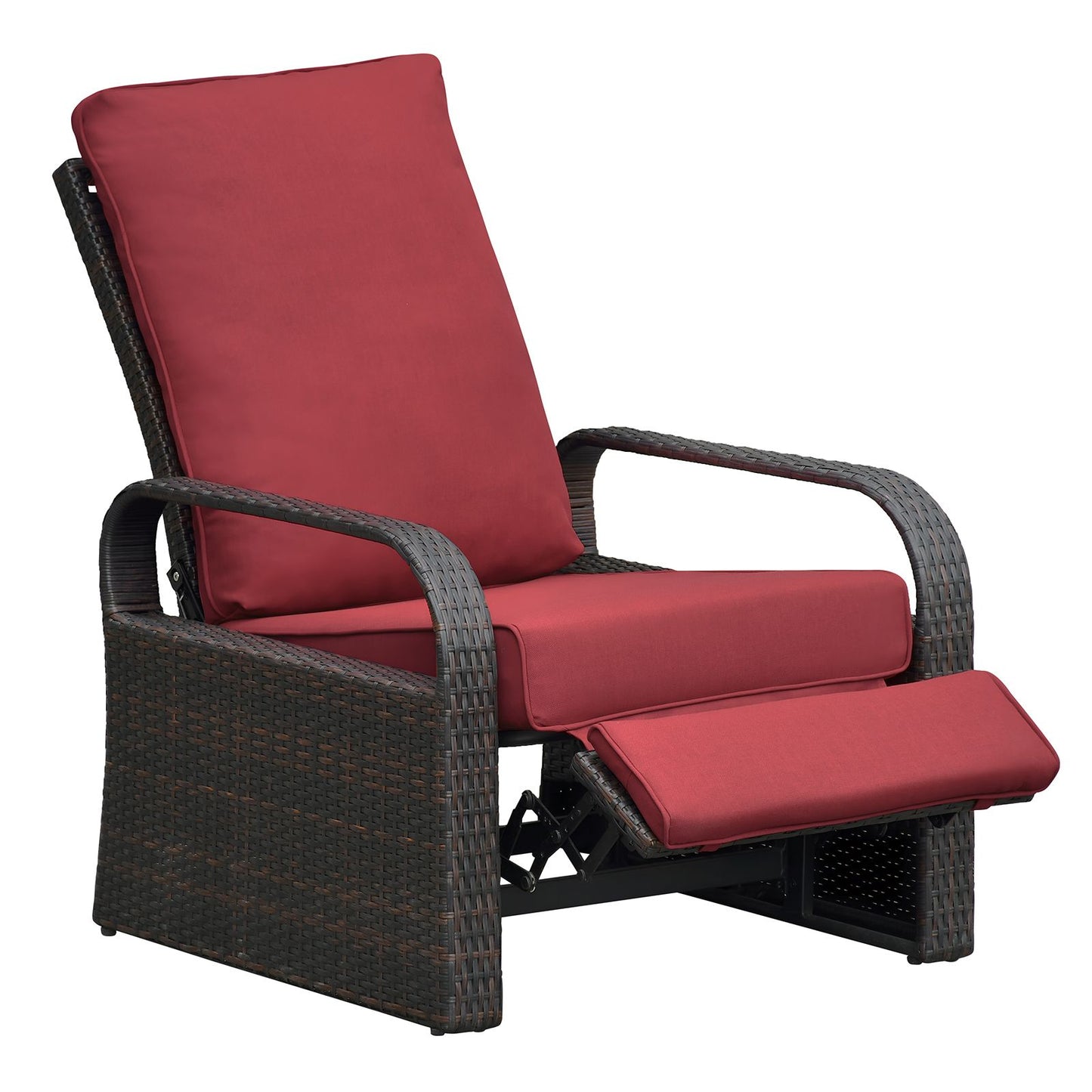 Outdoor Recliner Chair; Automatic Adjustable Wicker Lounge Recliner Chair with 5.12'' Thicken Cushion - Discount Msrp
