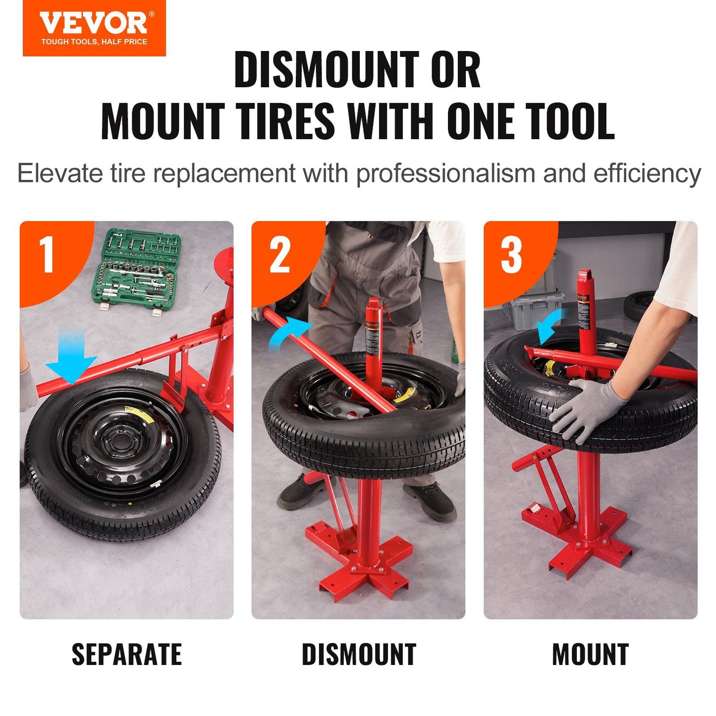 VEVOR Manual Tire Changer, Portable Hand Bead Breaker Mounting Tool for 203 - 406 mm Tires, Compatible with Car Truck Trailer, Tire Mounting Machine for Home Garage Small Auto Shop - Discount Msrp