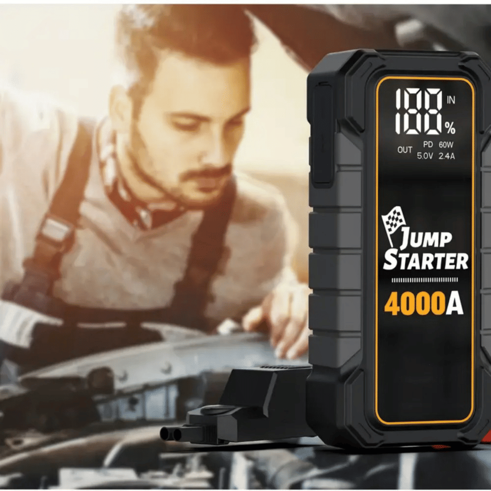 20000mAh 12V Car Battery Jump Starter 4000 Peak Amp USB Fast Charging LED Light 3.54*1.8*7.84 in - Discount Msrp