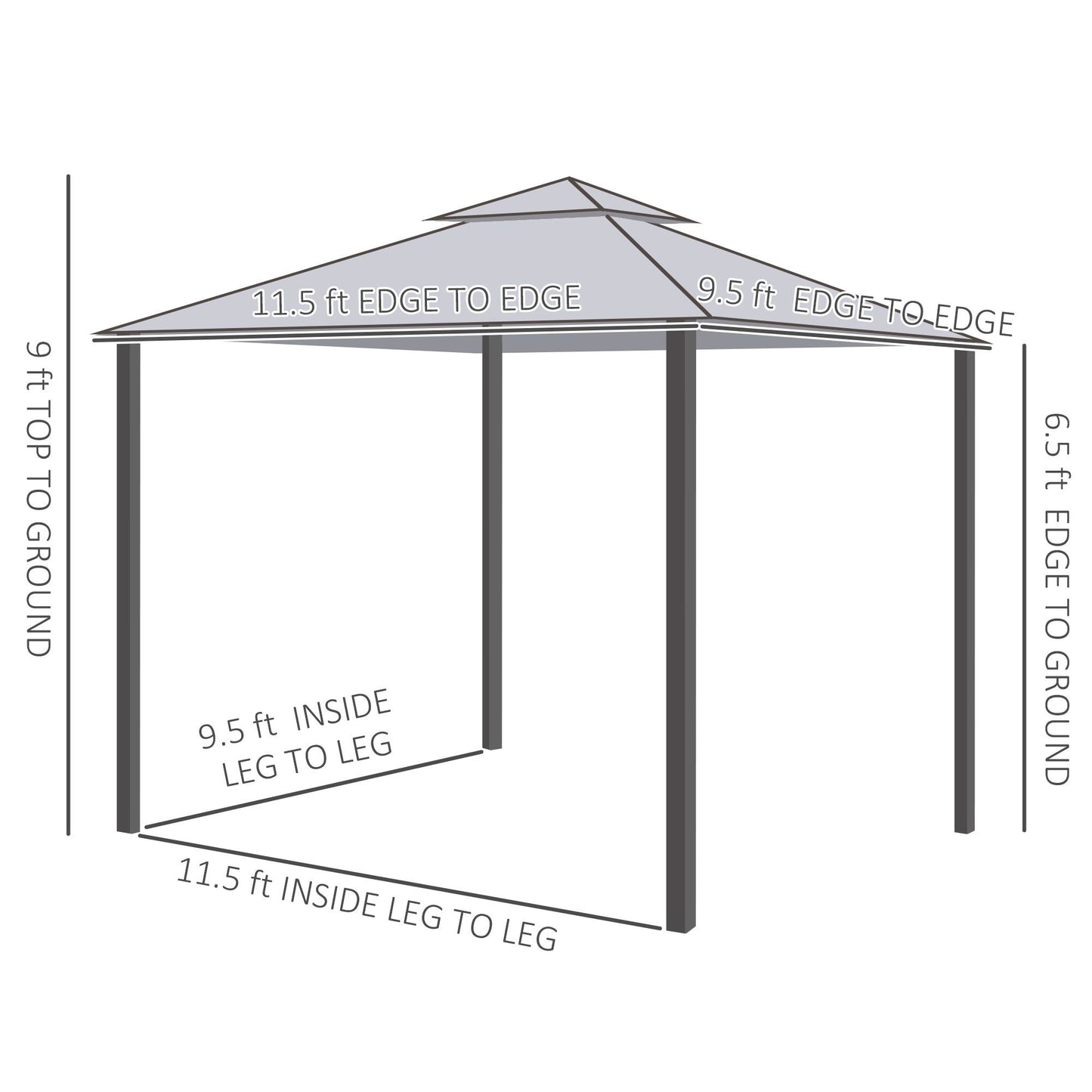 Outsunny 9.6' x 11.6' Patio Gazebo, Outdoor Canopy Shelter with 2-Tier Roof and Netting, Steel Frame for Garden, Lawn, Backyard, and Deck, Gray - Discount Msrp