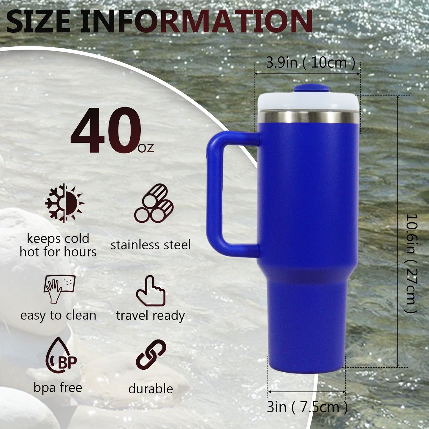 40oz V2 large capacity tumbler, With Handle And Straw Lid, Insulated Reusable Stainless Steel Water Bottles Travel Mug Coffee Cup car cup water cup For Men Women Outdoor Camping Driving, gift - Discount Msrp