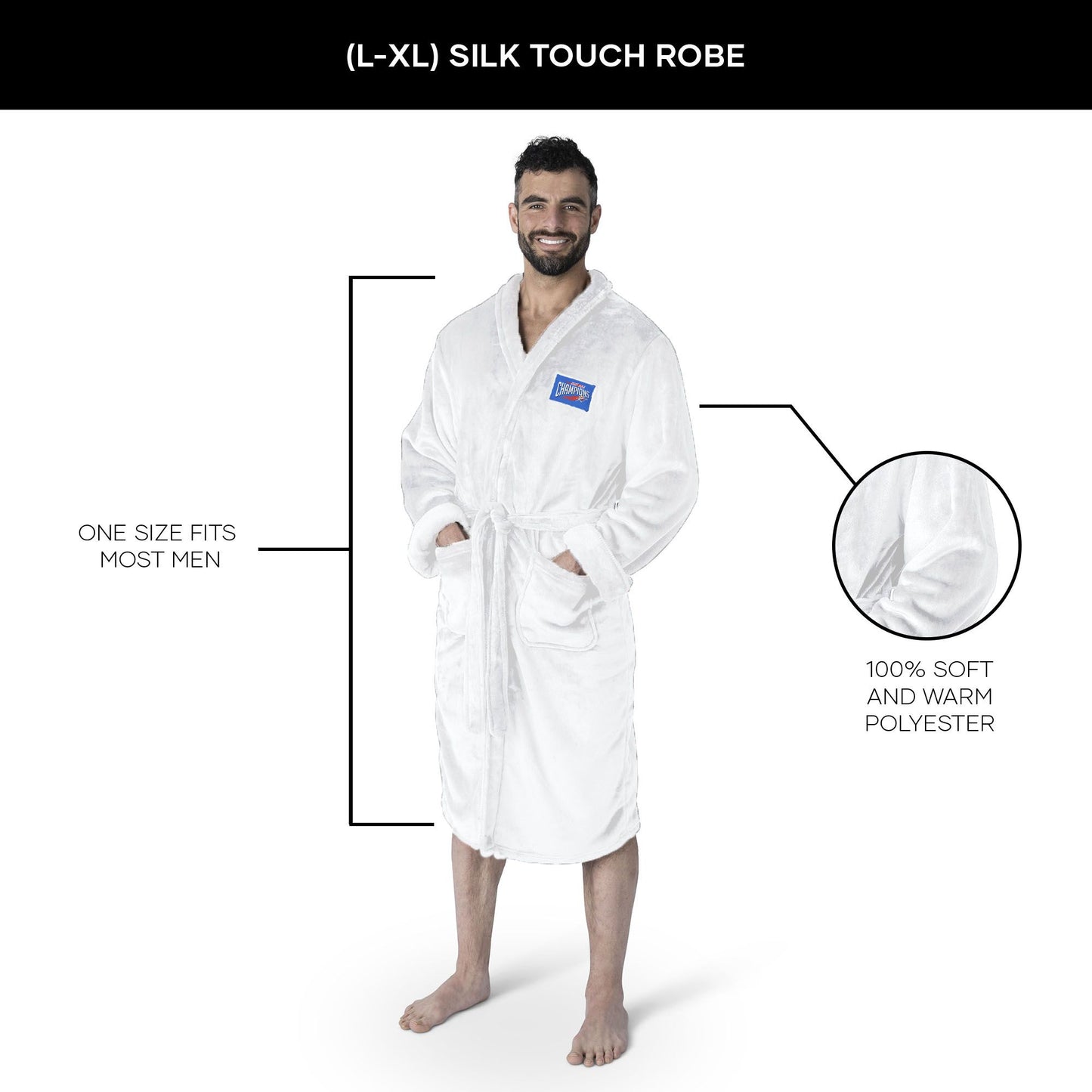 Oklahoma City Thunder NBA Rim White Silk Touch Robe L/XL - Discount Msrp