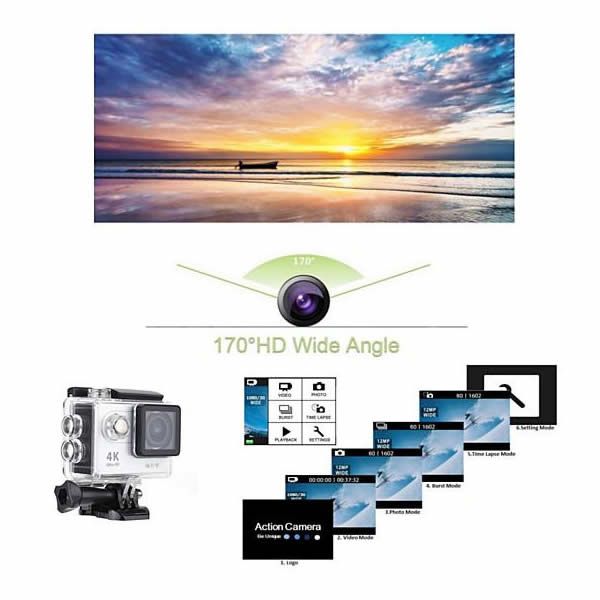 4K Action Pro Waterproof All Digital UHD WiFi Camera + RF Remote And Accessories - Discount Msrp