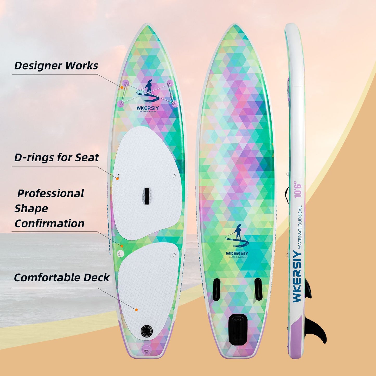 inflatable paddle board 10'6 including sup paddle, paddleboard backpack, pump, leash - Discount Msrp