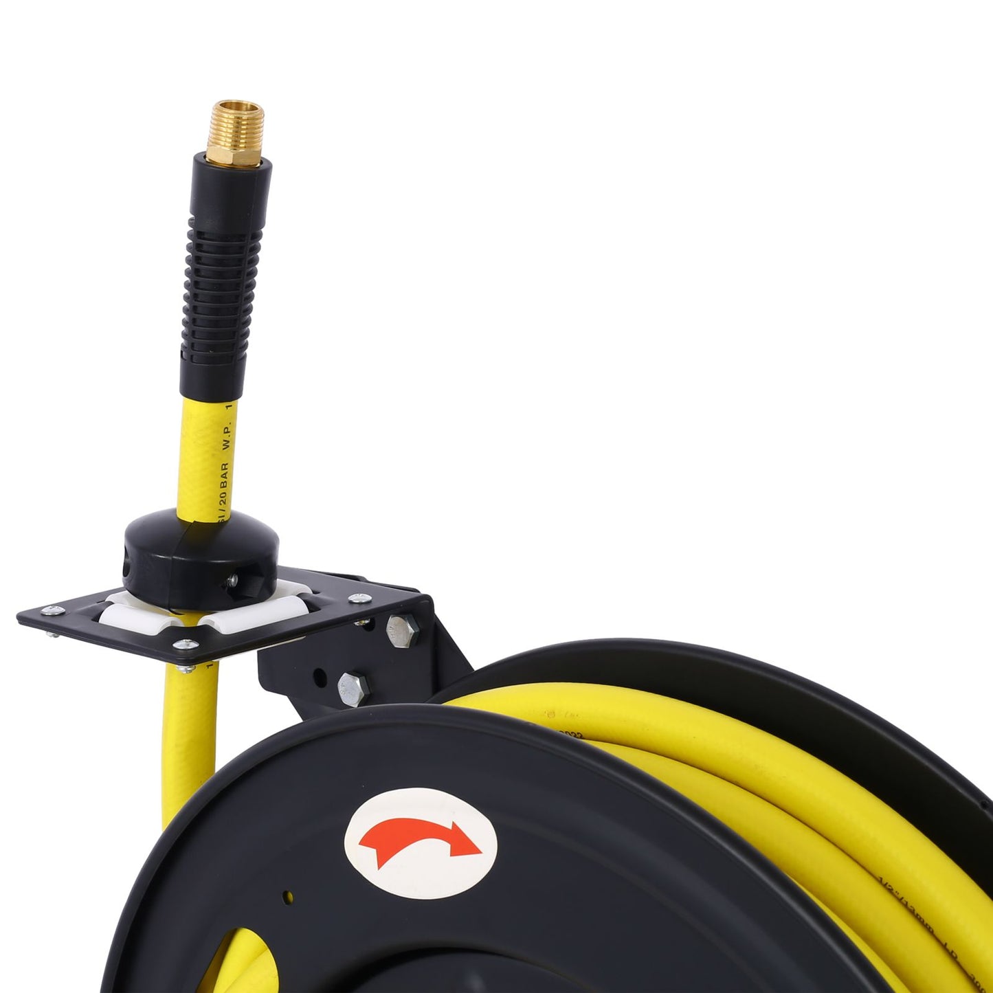 Retractable Air Hose Reel, 1/2" Inch x 50' Ft Auto Rewind Hose-Reel, Heavy Duty Steel Air Hose Reel, Industrial Grade Rubber Hose - Discount Msrp