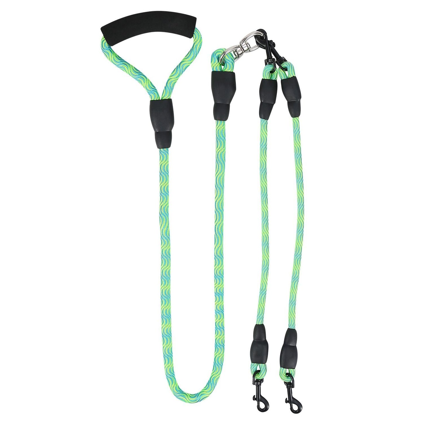 Double Dogs Leash No-Tangle Dogs Lead Reflective Dogs Walking Leash w/ Swivel Coupler Padded Handle - Discount Msrp