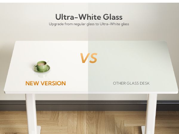 48 Inch Electric White Glass Standing Desk, Adjustable Height ,Quick Install Home Office Computer Desk, Stand Up Desk, - Discount Msrp
