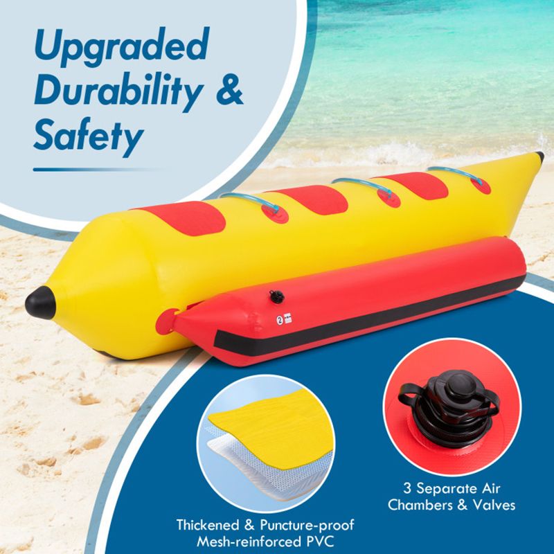 3-Person Inflatable Banana Boat with Electric Air Pump Carrying Bag and Repair Kit - Discount Msrp
